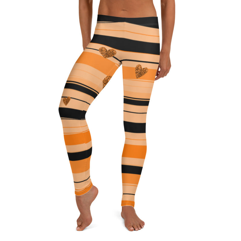 Julia Orange Black Leggings, Capris, Shorts