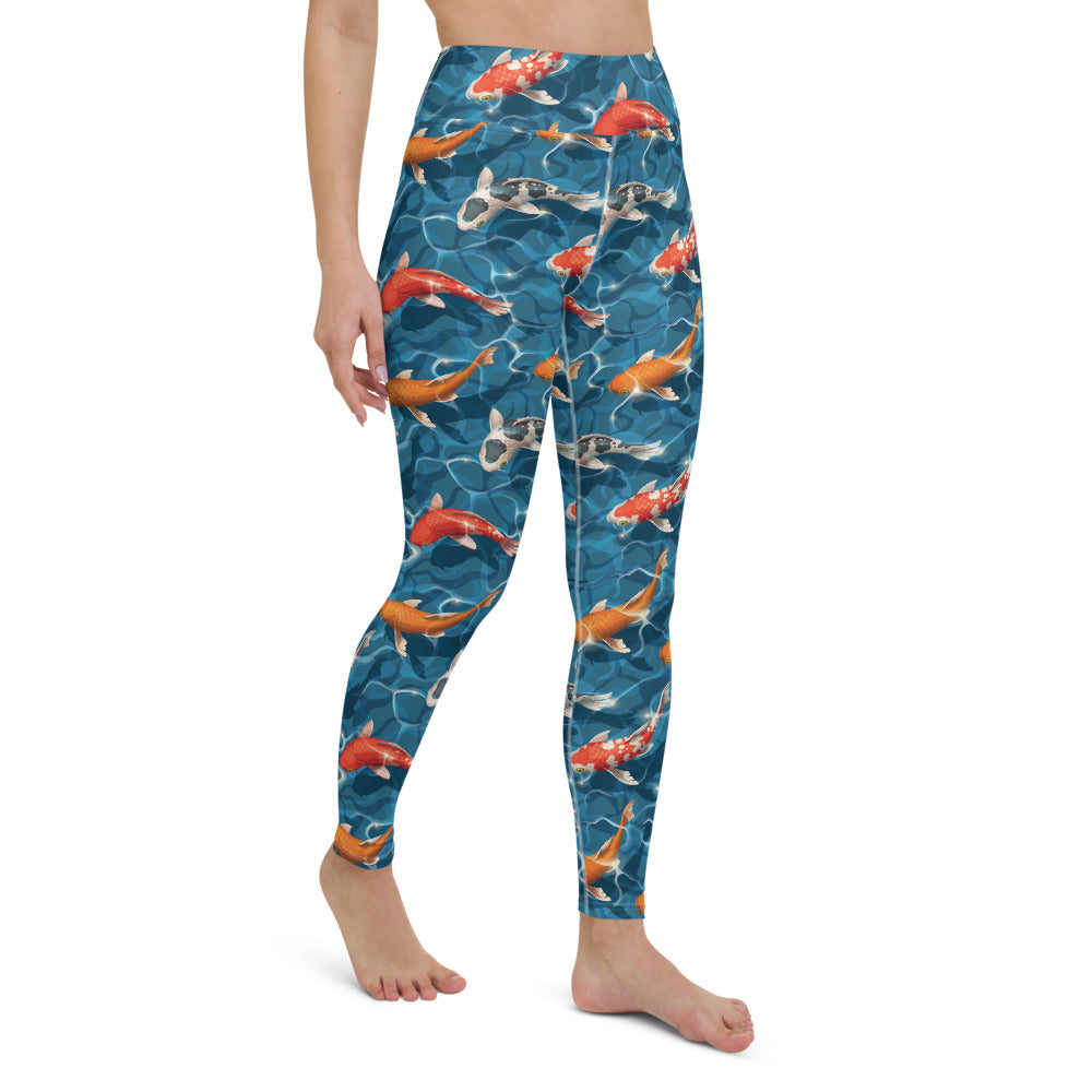 Raw Nature Koi Fish High Waist Leggings