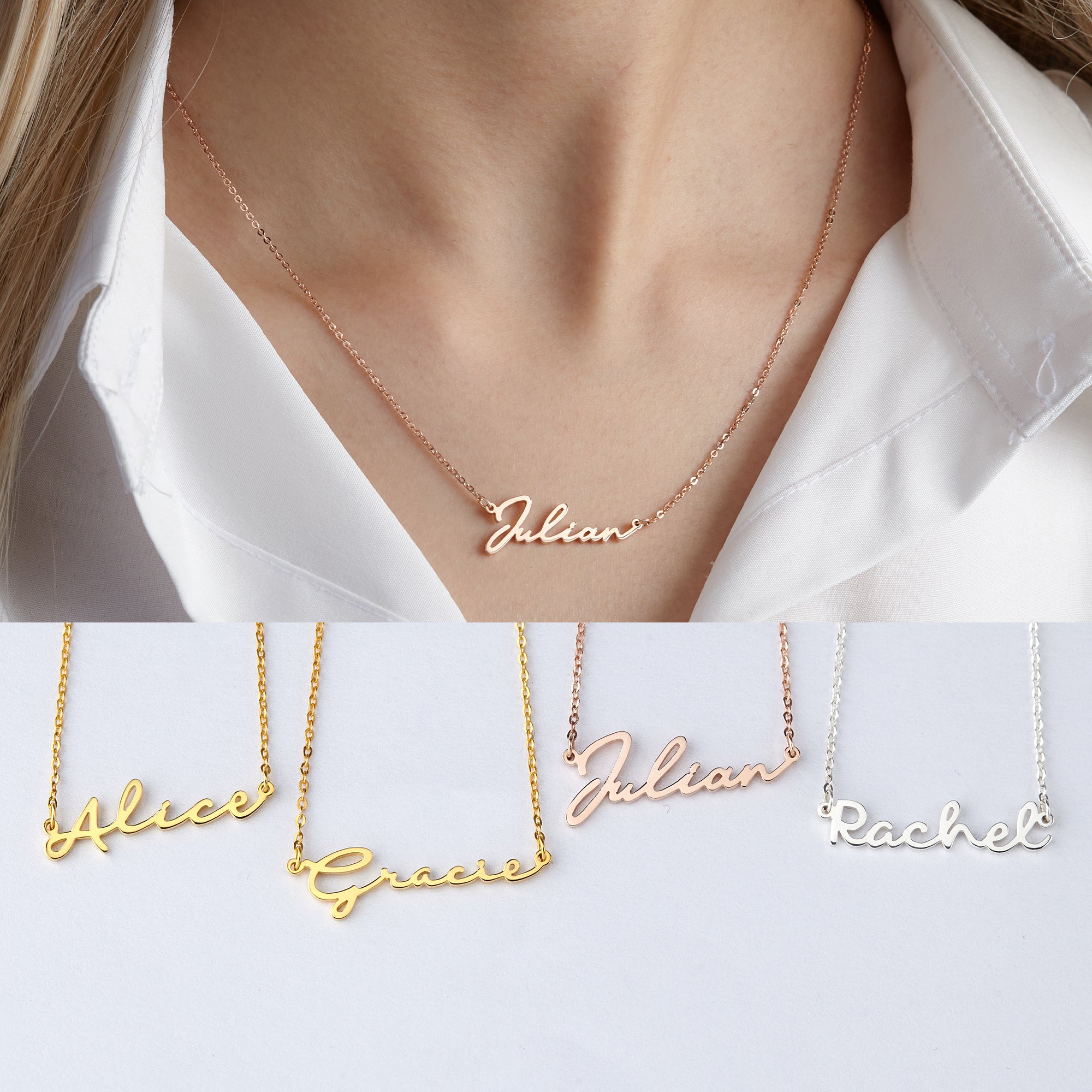 Custom Nameplate Necklace Cursive