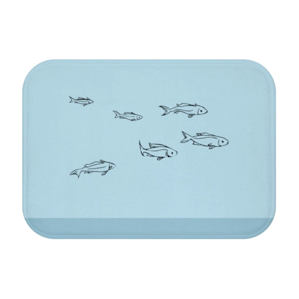 Fishes in the Ocean Bath Mat | Yellow Pandora