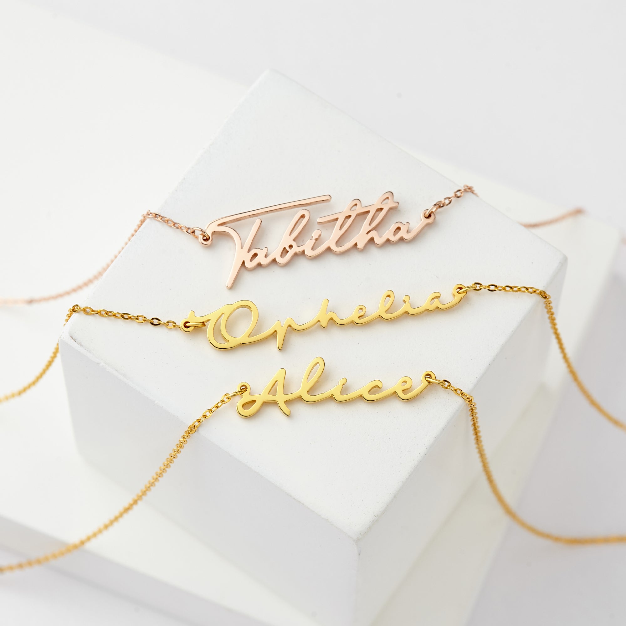 Custom Nameplate Necklace Cursive