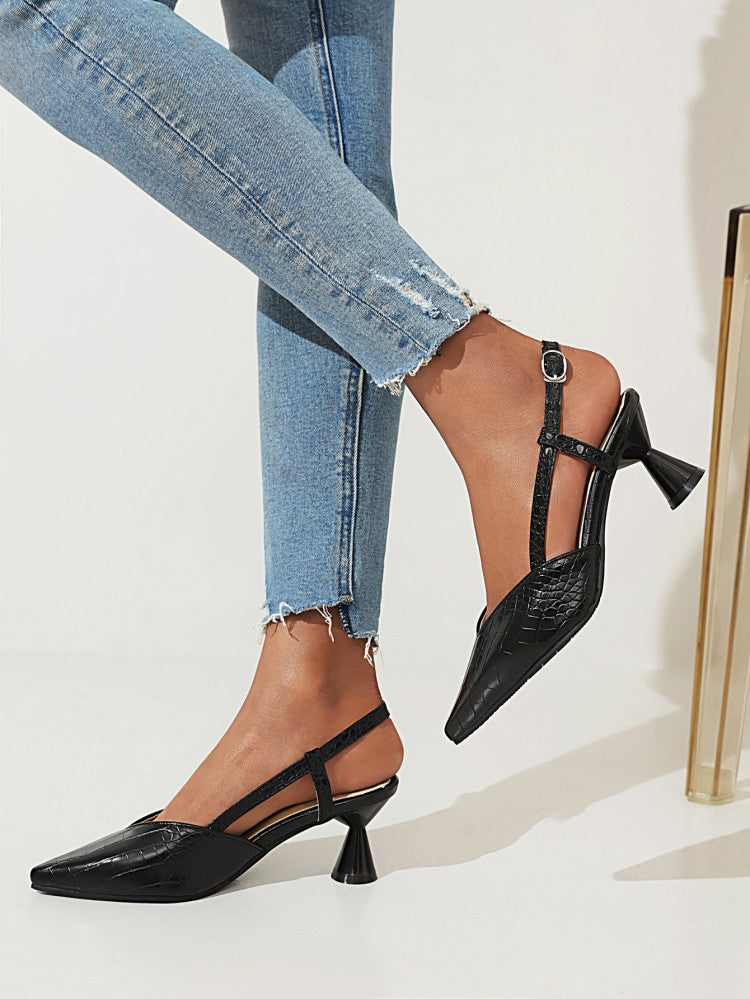 New Pointed-toe Buckled High-heel Sandals