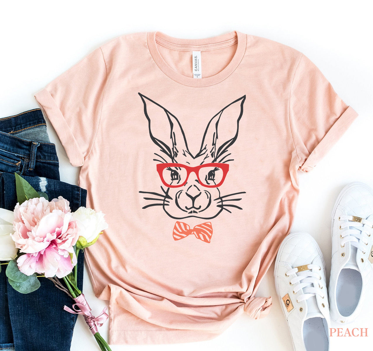 Easter Bunny With Glasses Shirt | White Caeneus