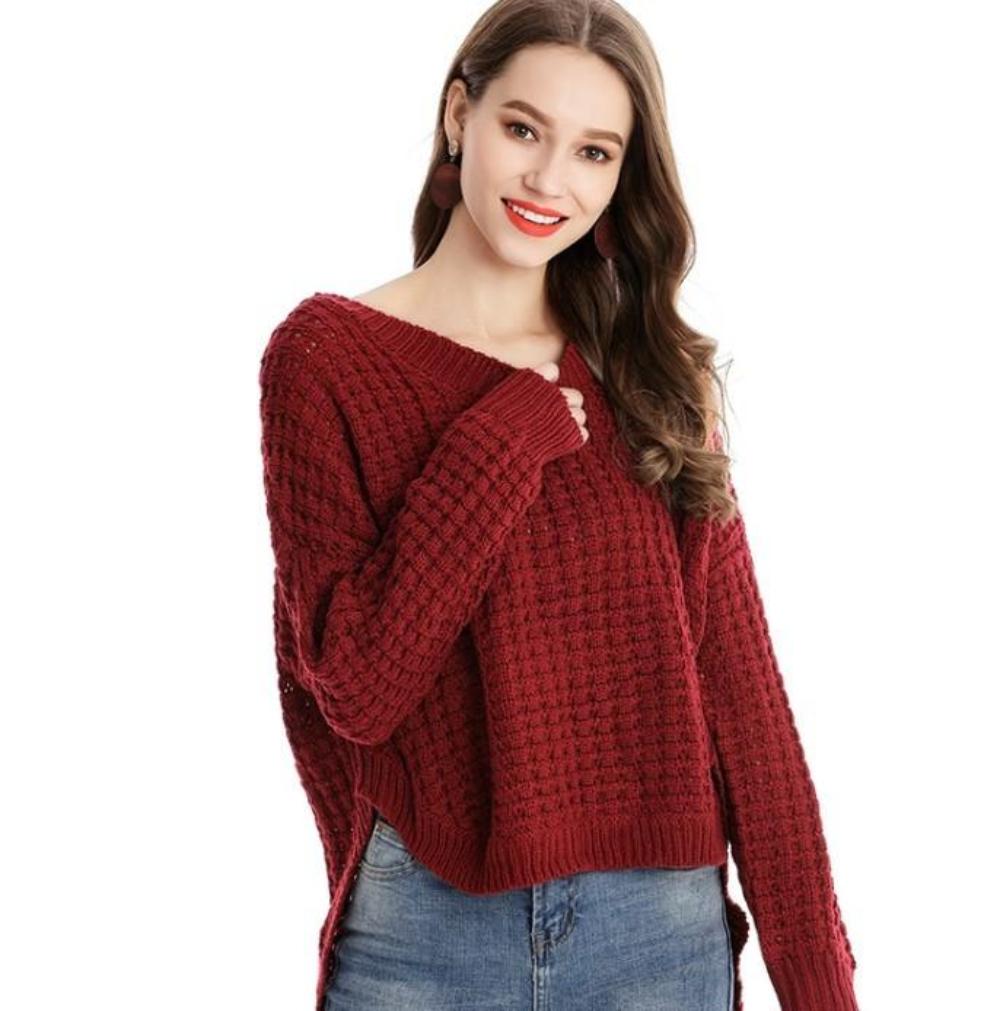 Womens Crewneck Uneven Sweater | Yellow Pandora