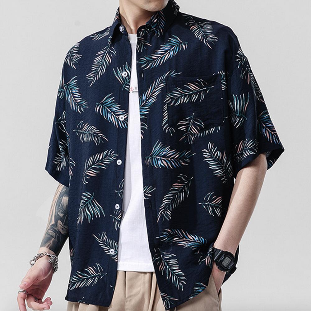 Mens Loose Fit Summer Floral Hawaiian Shirt | Yellow Pandora