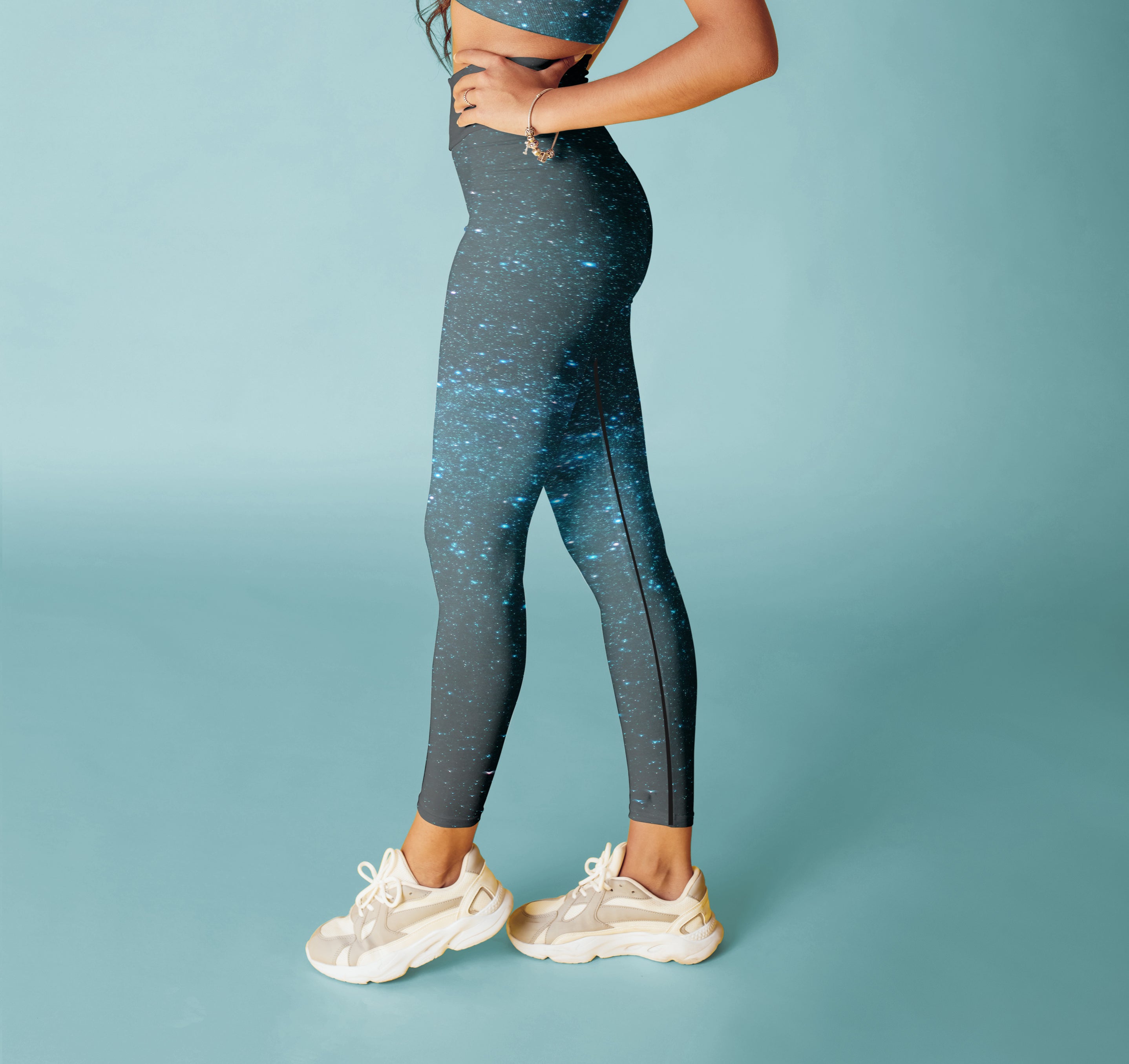 Blue Galaxy Leggings, Capris, Shorts