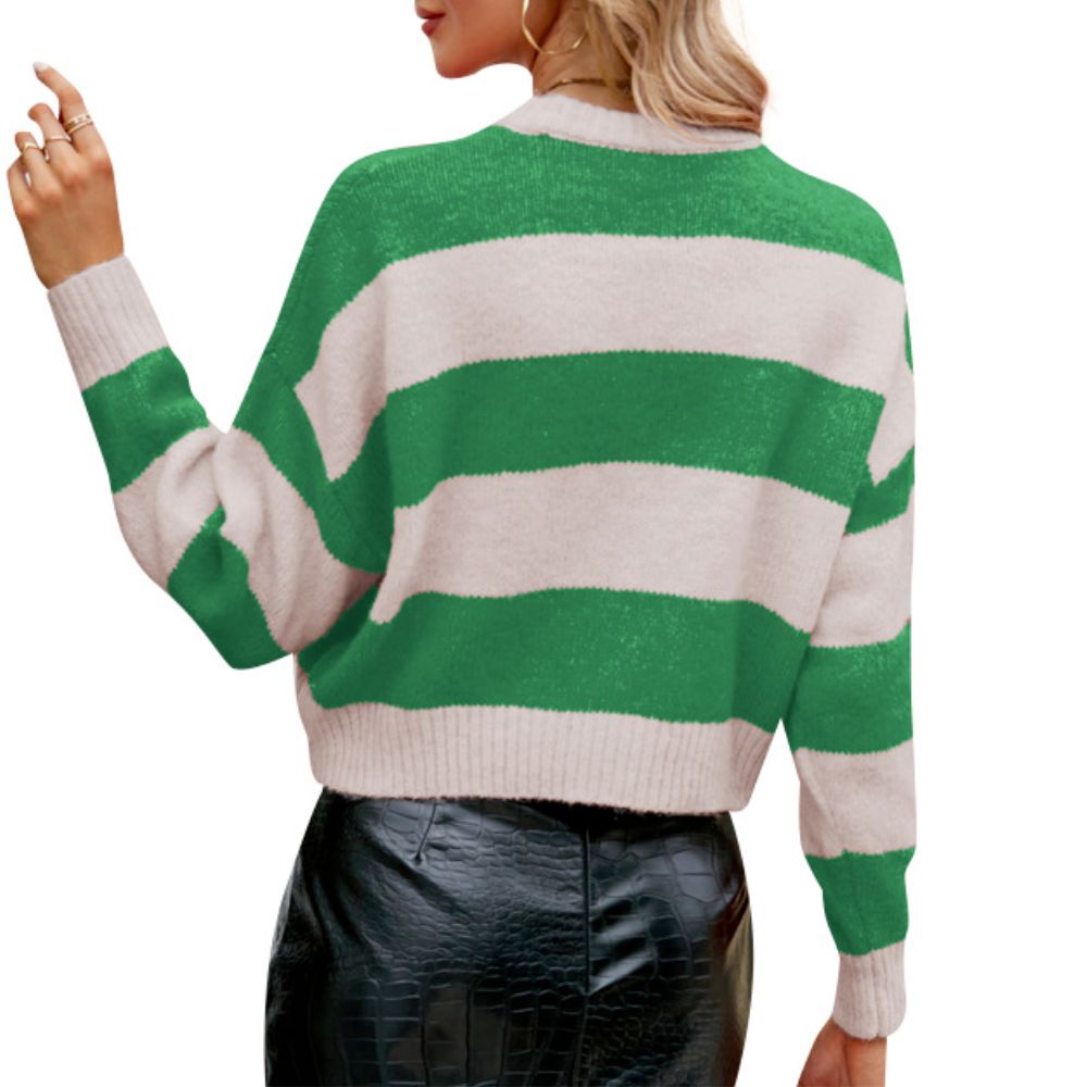 Womens Cropped Striped Sweater