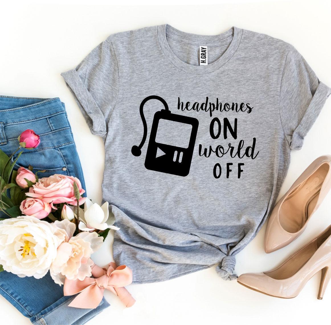 Headphones On World Off T-shirt | Agate