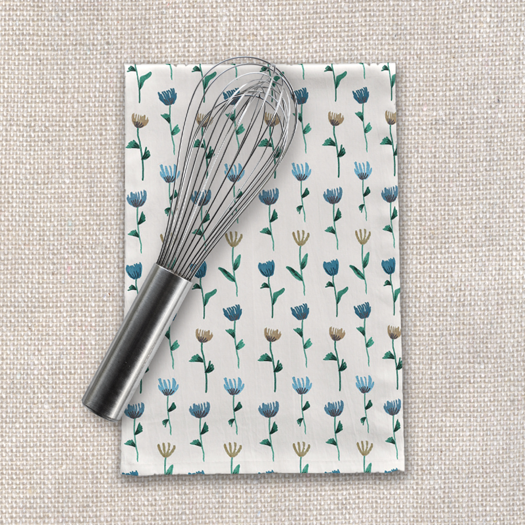 Colorful Ink Flower Tea Towel