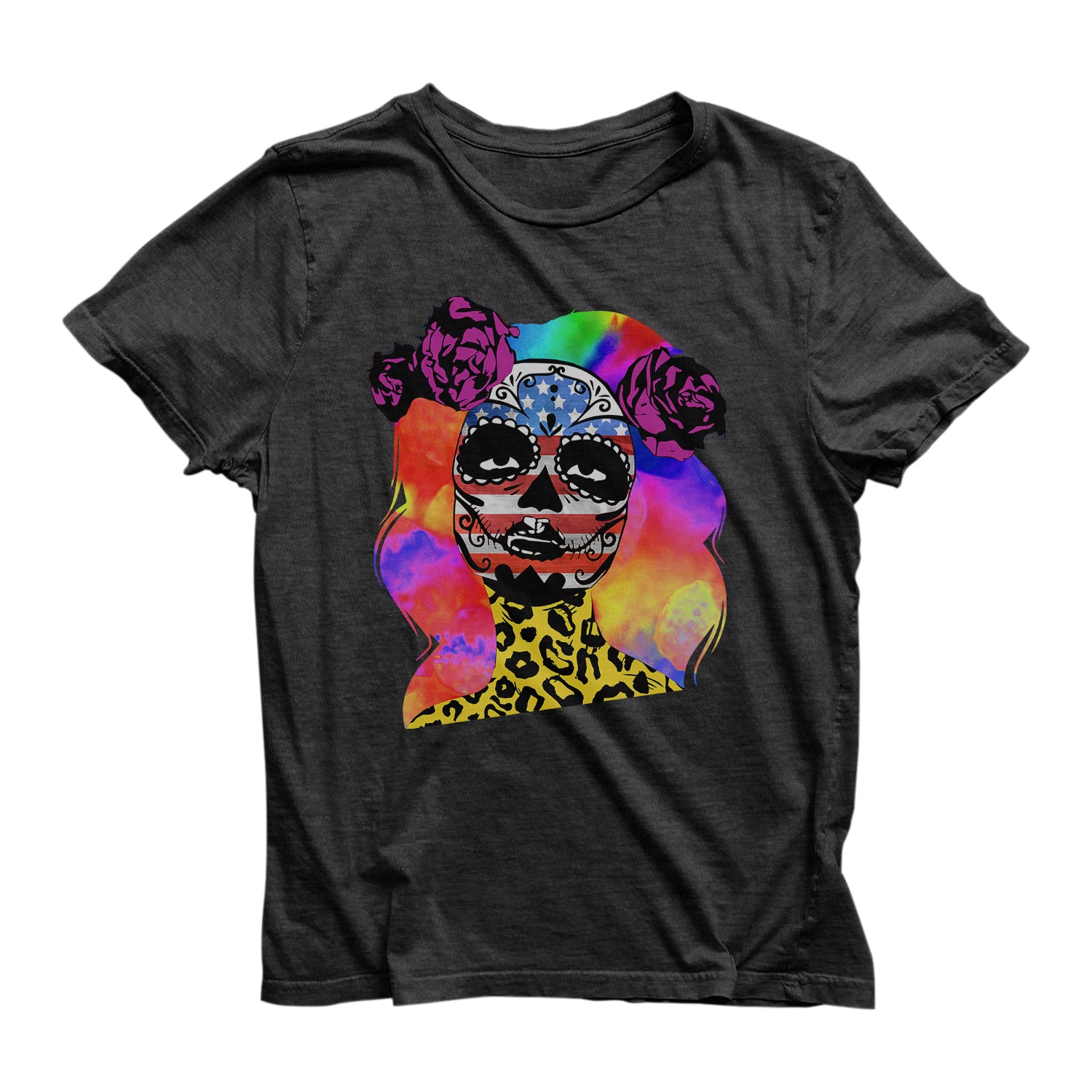 Eco Friendly Recycled Halloween Sugar Skull Colorful Unisex T-Shirt