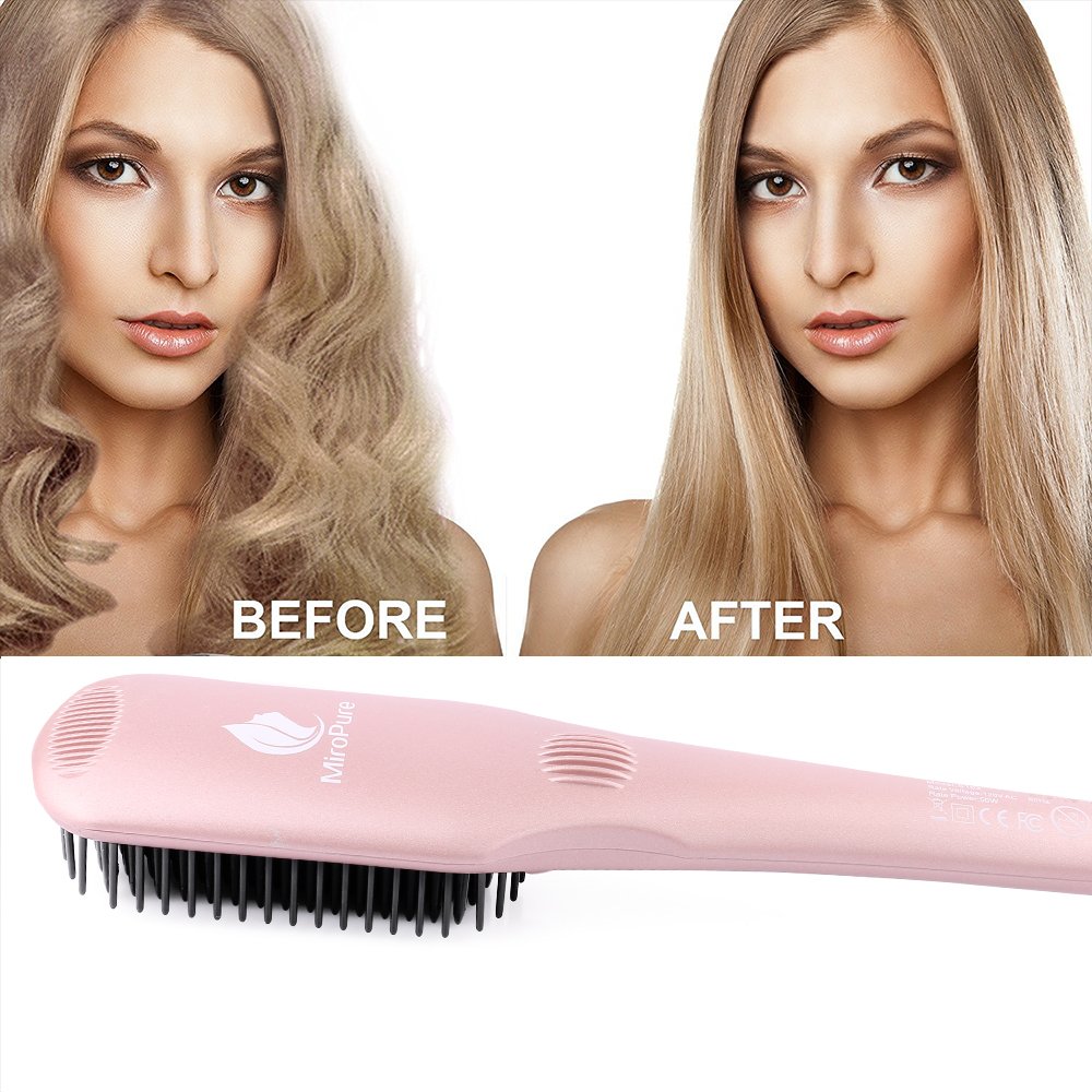 Miropure 2-in-1 Ionic Enhanced Hair Straightener Brush | Lilac Milo