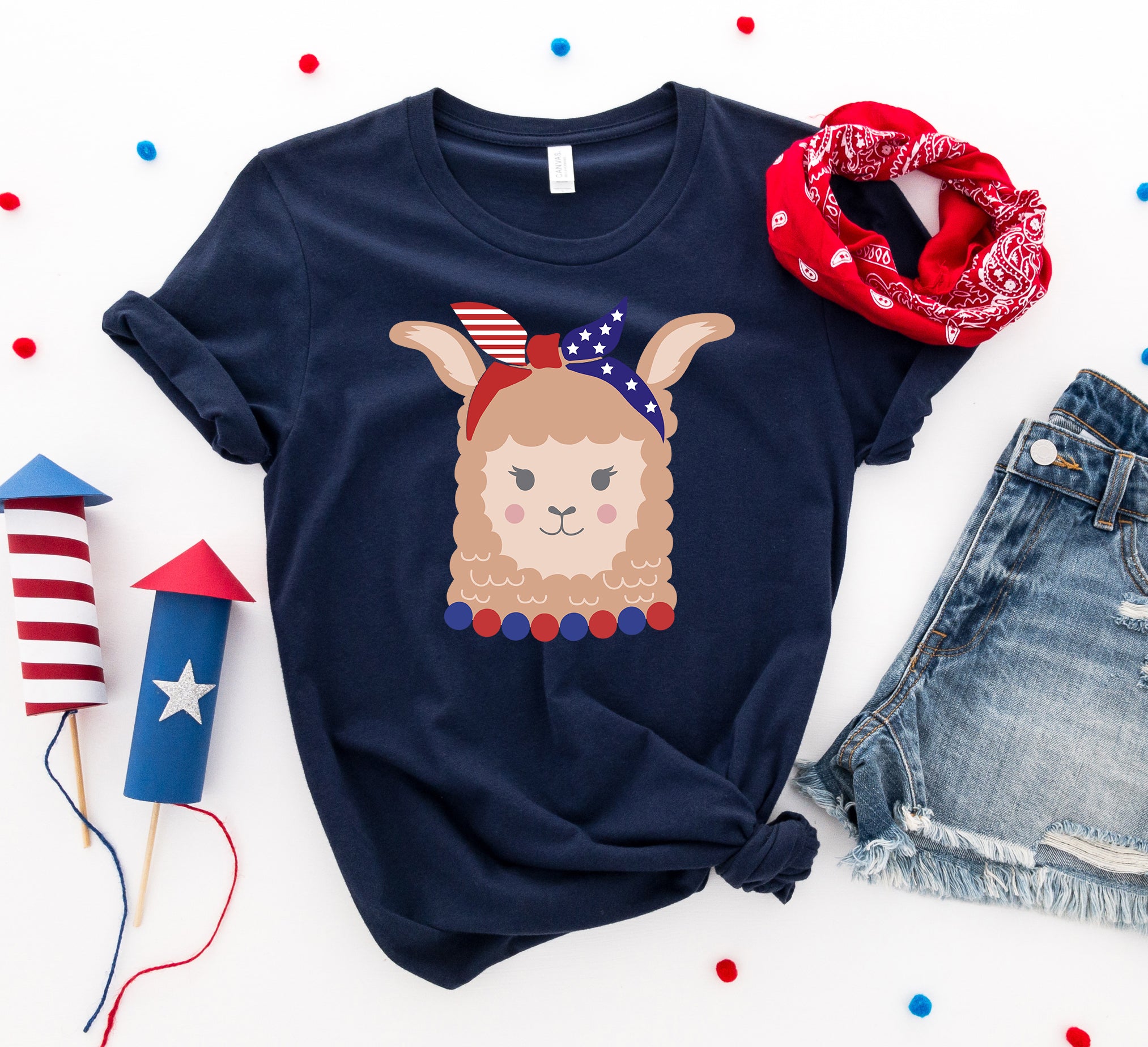 Patriotic Llama Girl T-shirt | Agate