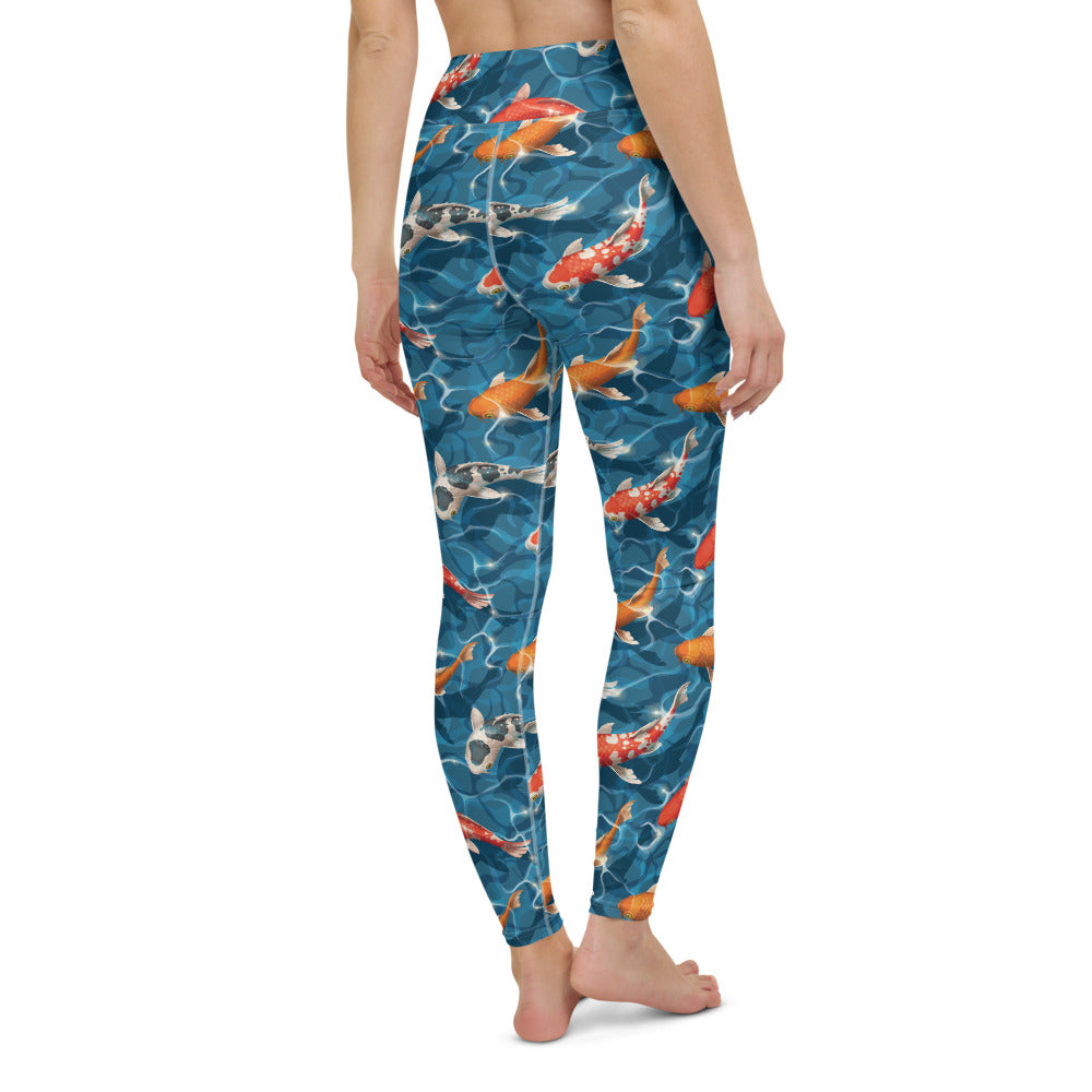 Raw Nature Koi Fish High Waist Leggings