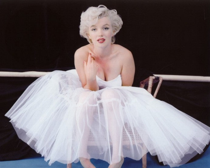 8 x 10  Inch Diameter Tin Sign  Marilyn Monroe in a white tutu