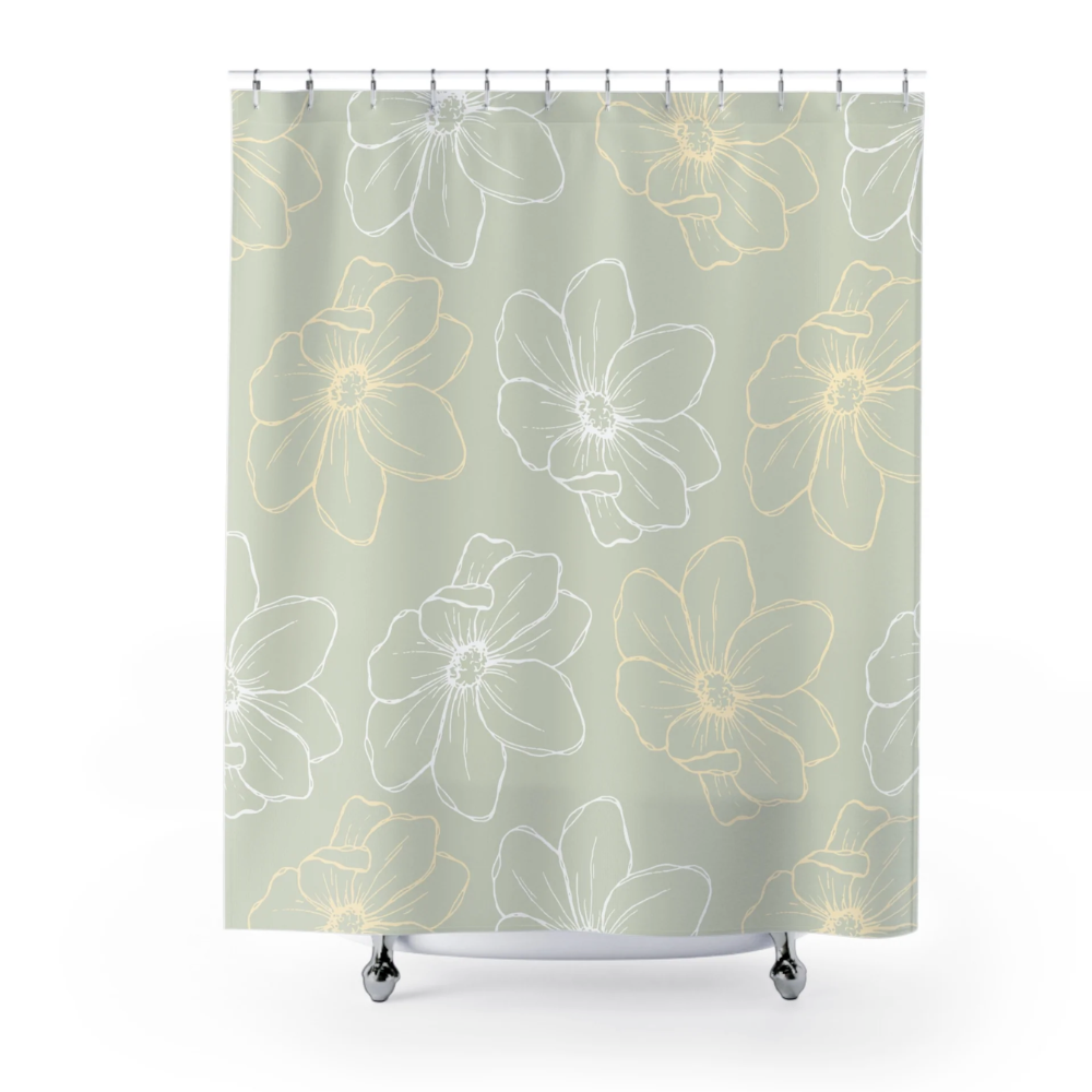 Green Floral Shower Curtain