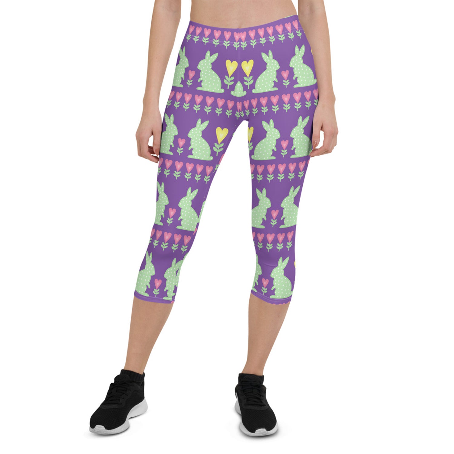 Easter Bunny Capri Leggings for Women | Maroon Sooty