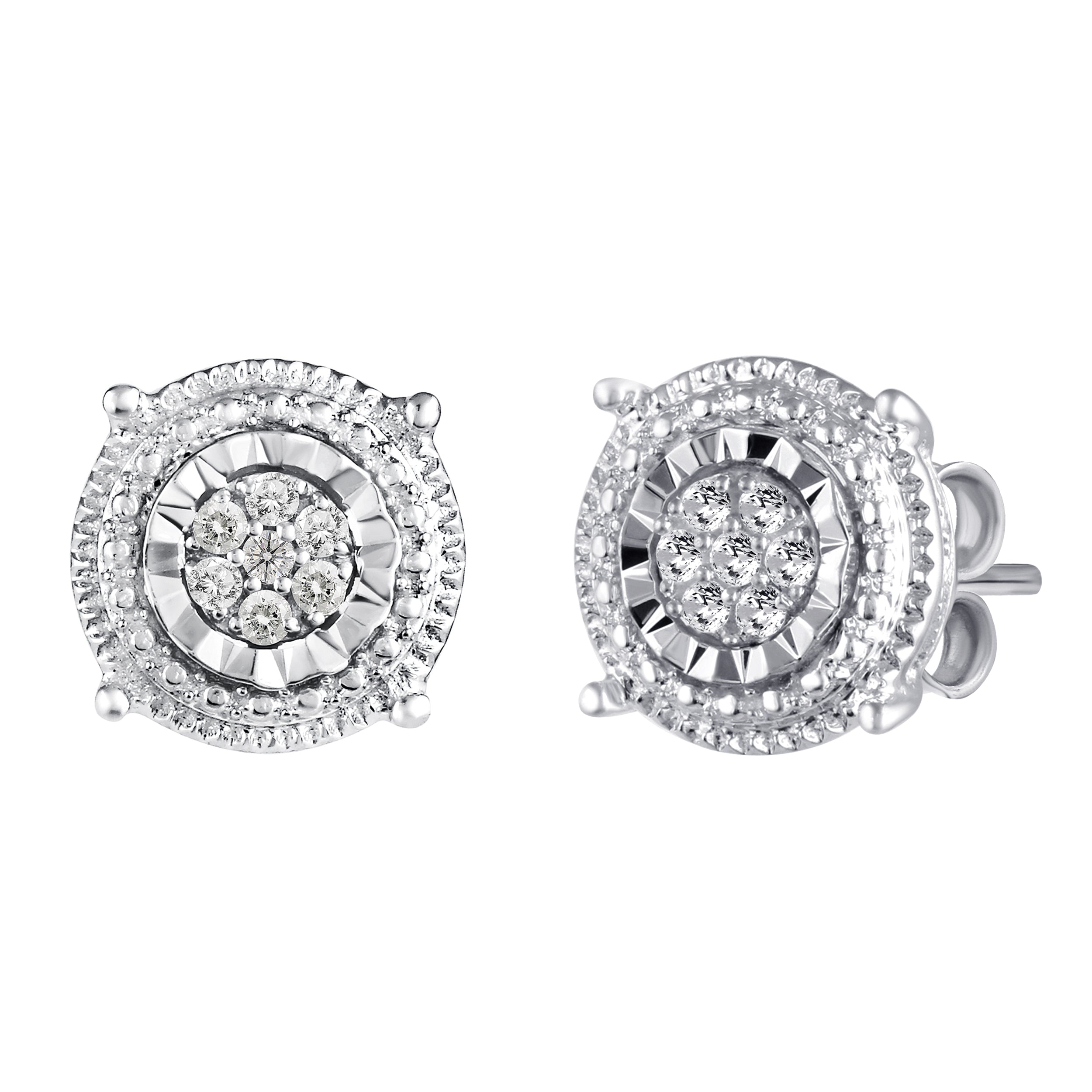 Natural Diamond Stud Earrings 925 Sterling Silver ROUND