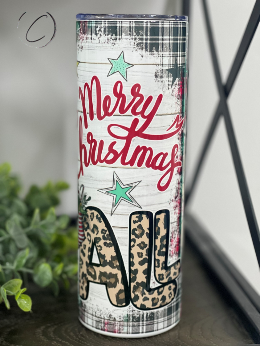 Merry Christmas Y'all 20oz Skinny Tumbler