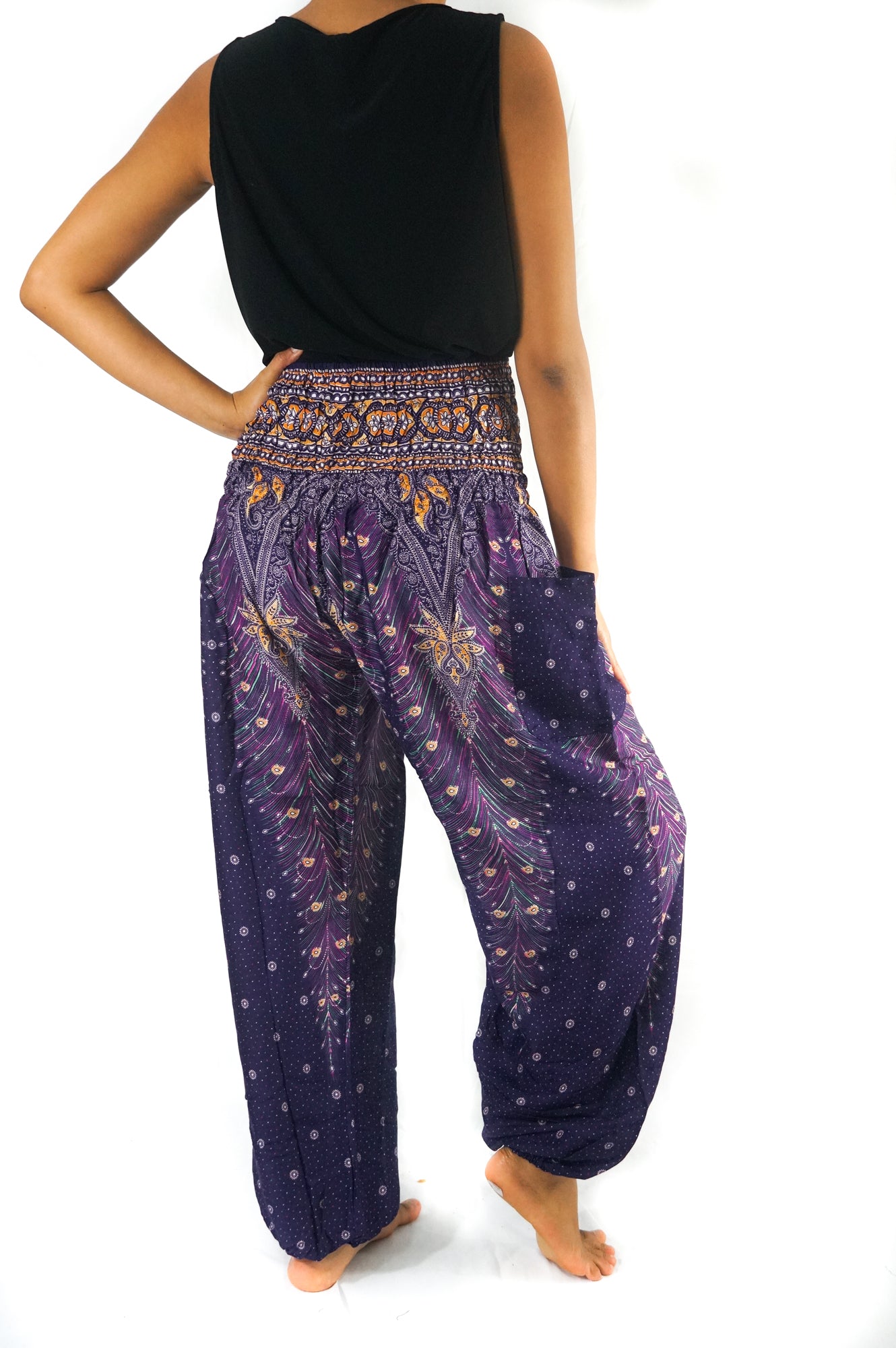 Purple PEACOCK Harem Pants Women Boho Pants Hippie Pants