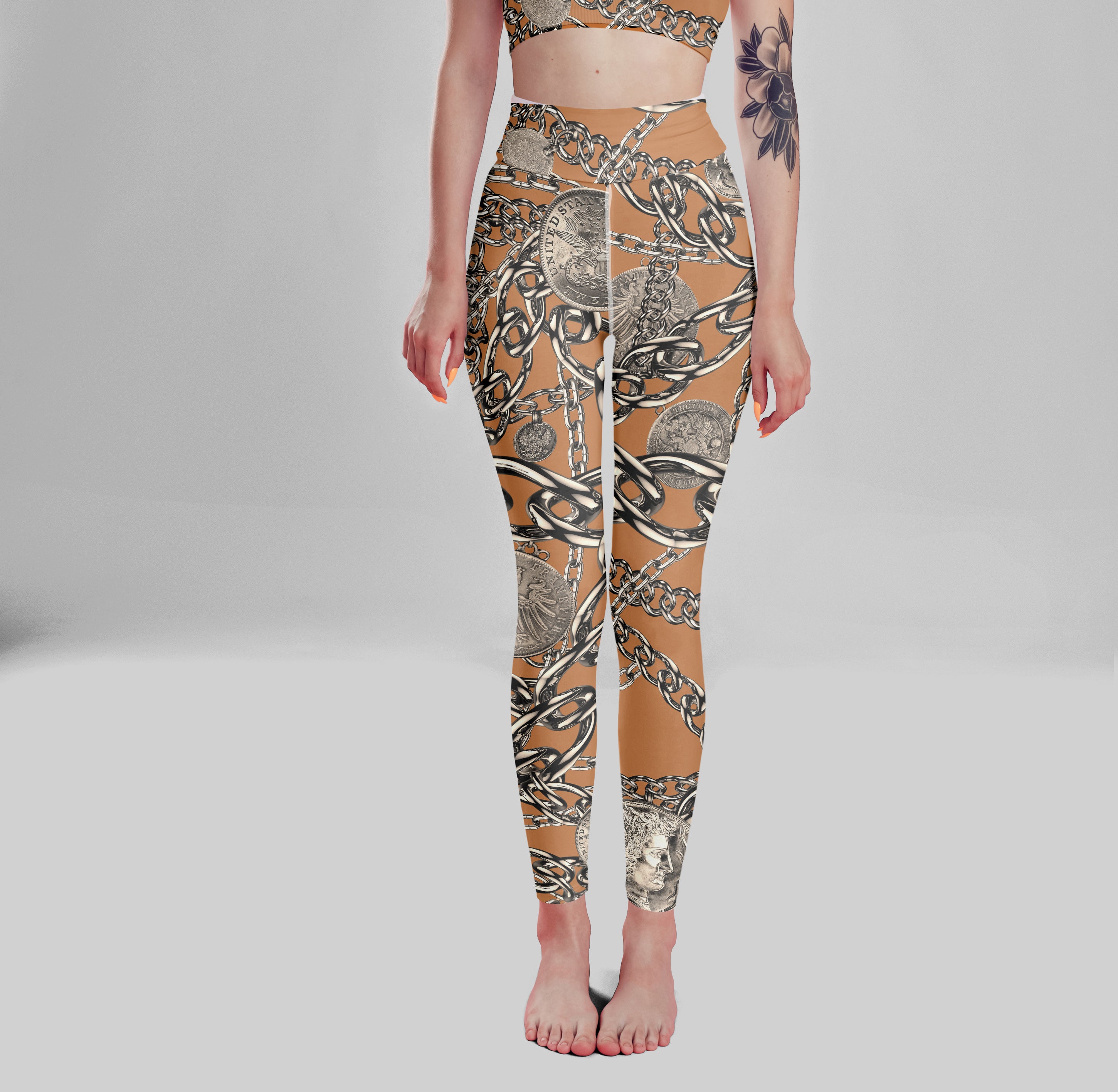 High Waist Chain Print Yoga Leggings