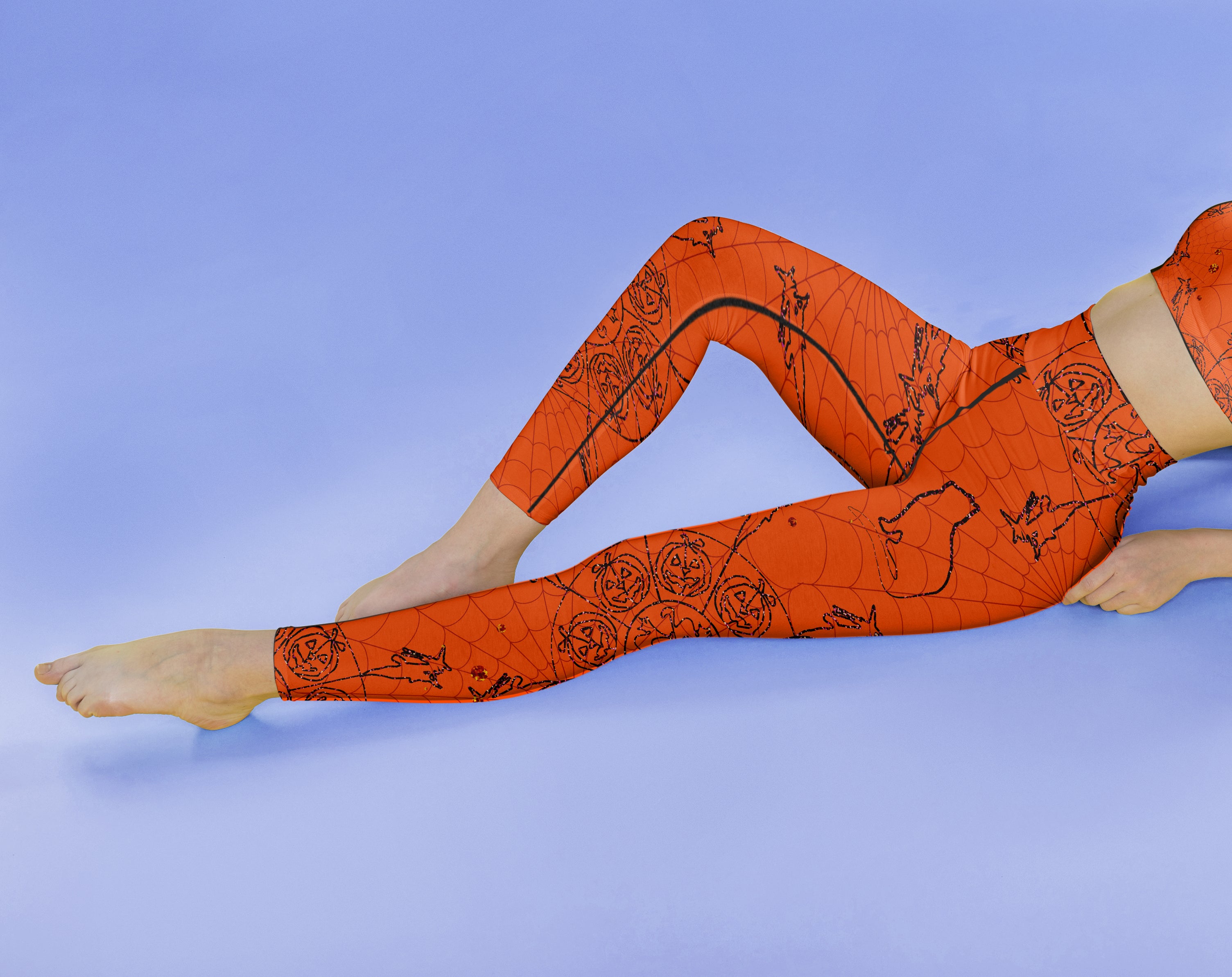 Orange Mandala leggings, Capris and Shorts Halloween