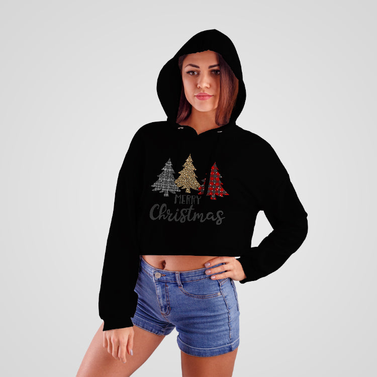 Merry Christmas Cropped Hoodie