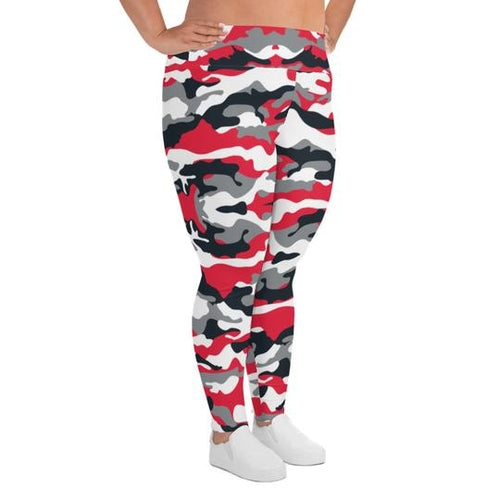 Red Camo Leggings, Capris and Shorts