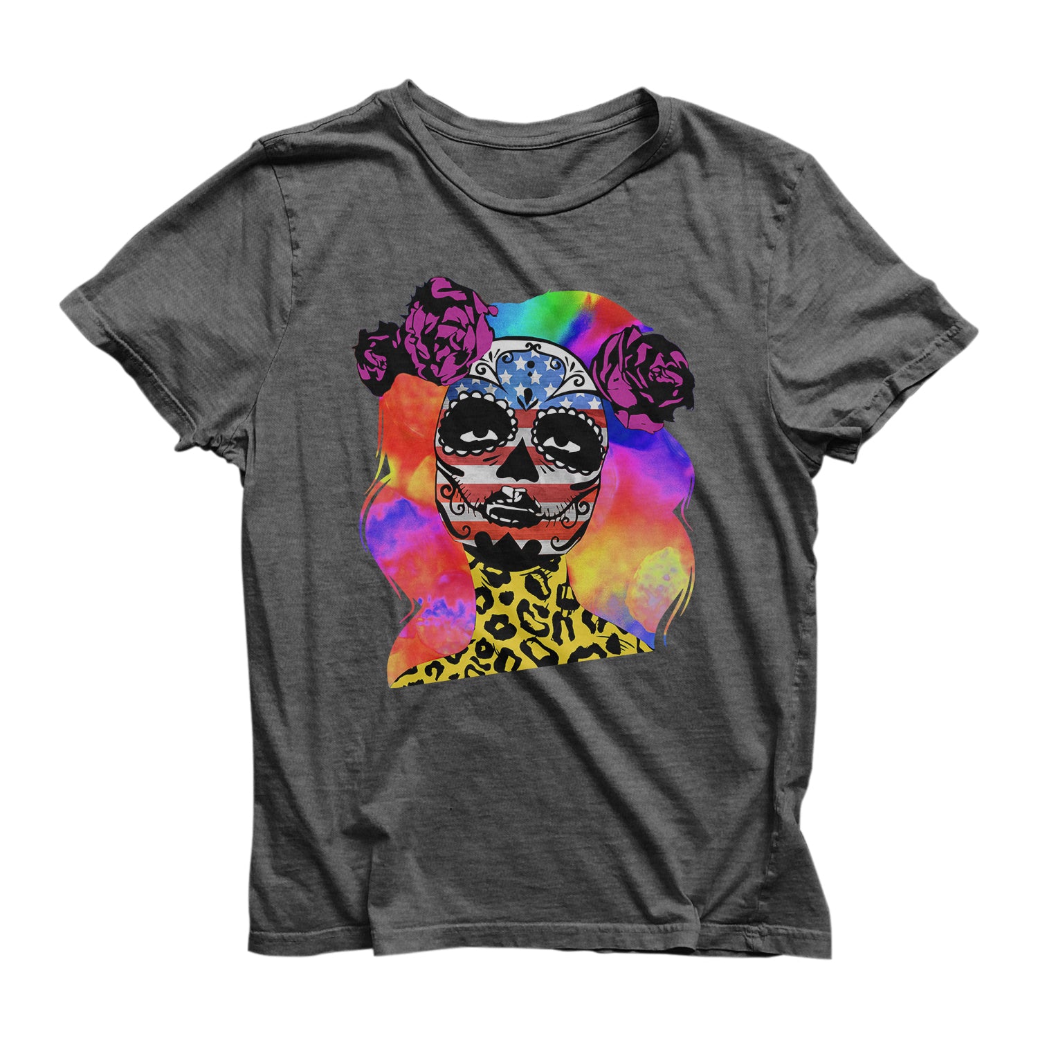 Eco Friendly Recycled Halloween Sugar Skull Colorful Unisex T-Shirt