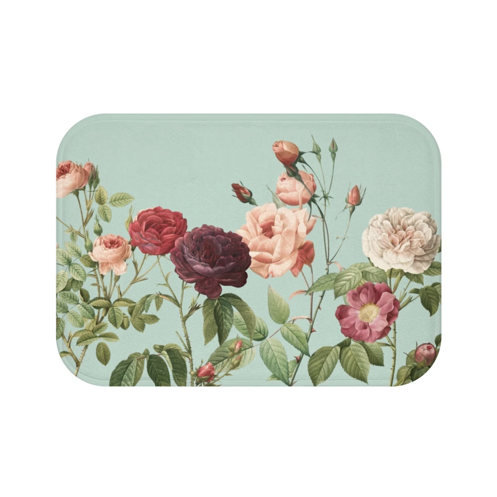 Rose Garden Teal Bath Mat Home Accents | Yellow Pandora