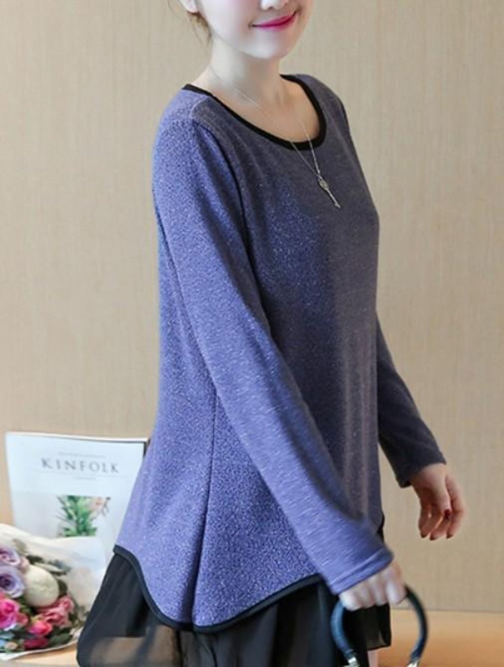 Womens Long Sleeve Layered Top