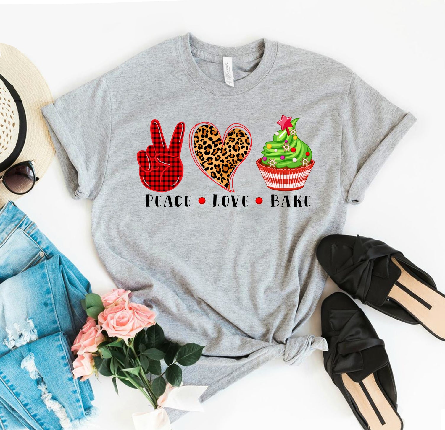 Peace Love Bake Christmas T-shirt