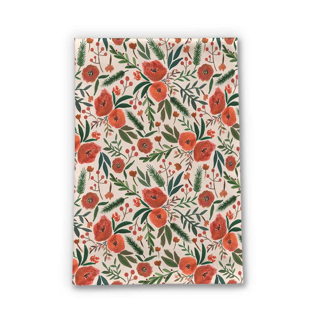 Christmas Floral Tea Towel