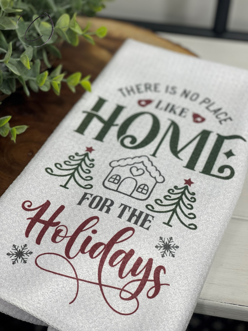 Home For The Holidays Waffle Weave Tea Towel