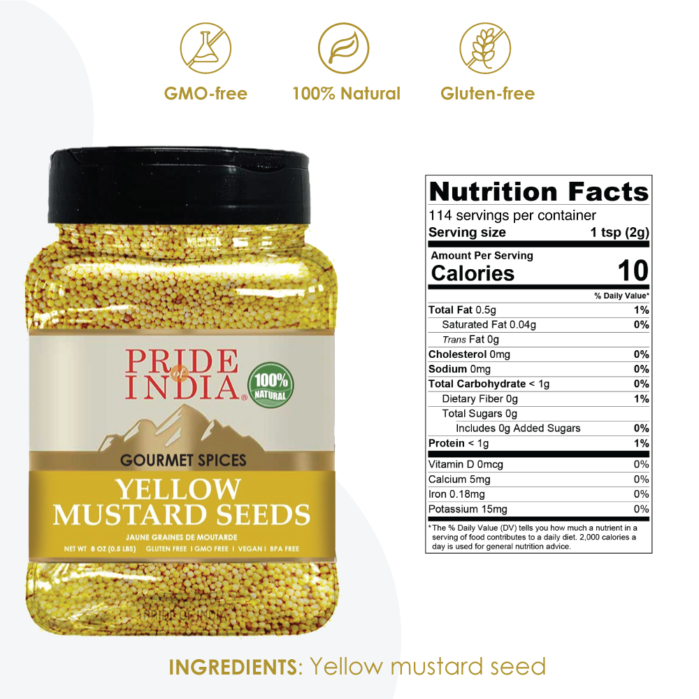 Gourmet Yellow Mustard Seed Whole - 8 oz