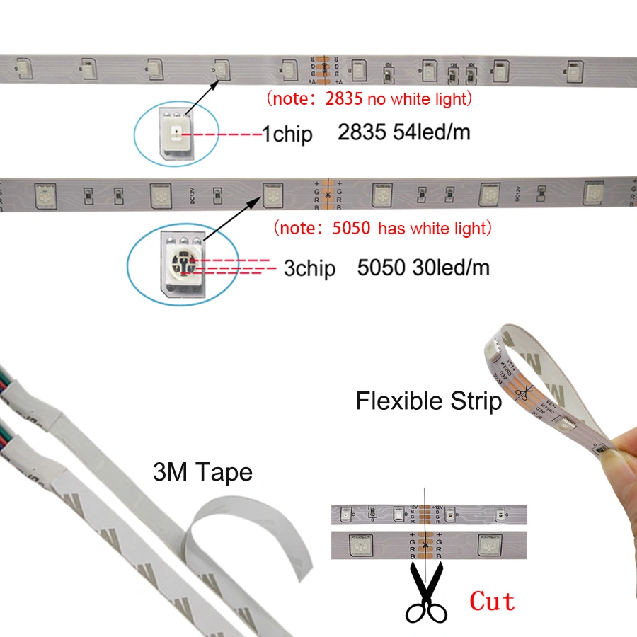 SMD 12V DC RGB 5050 Flexible Led Strip Lights