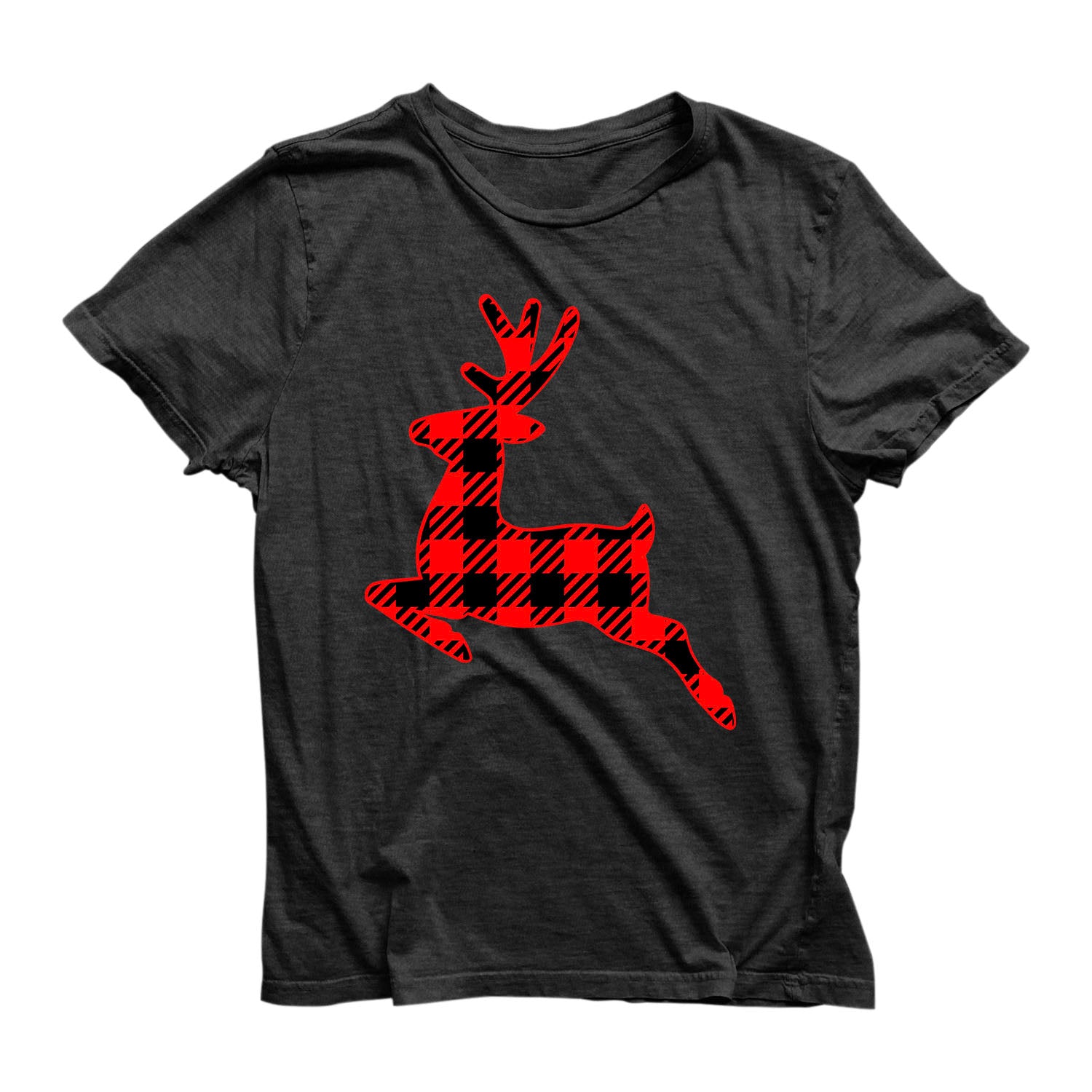 Eco Friendly Recycled Christmas Reindeer Plaid Unisex T-Shirt