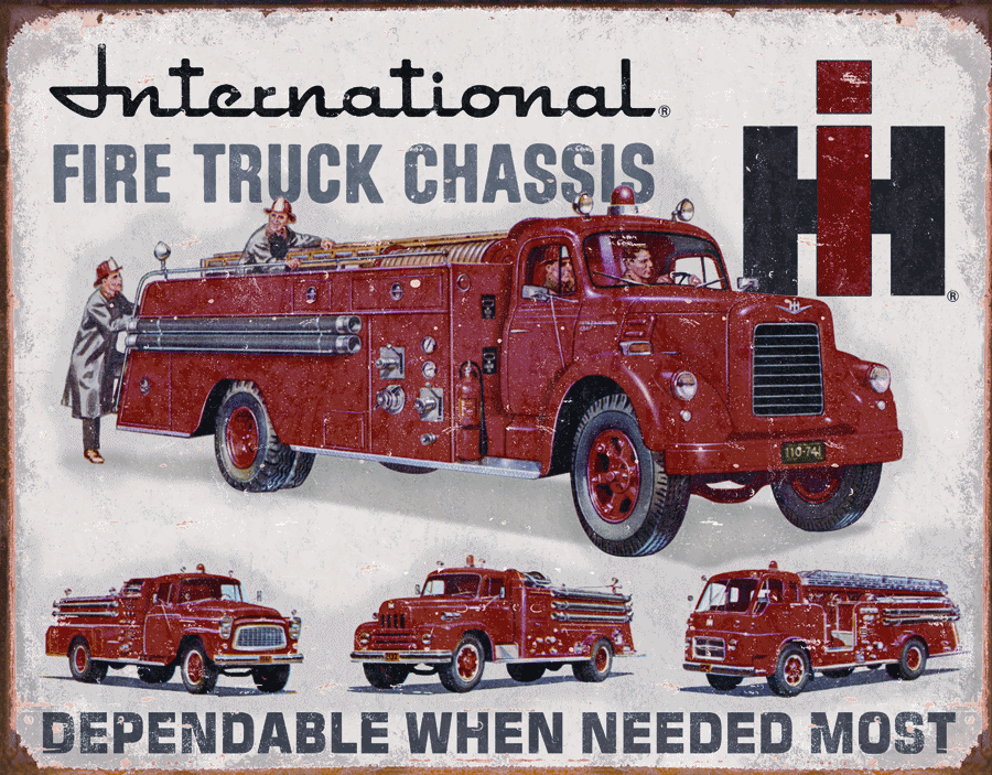 8” x 10" Metal Sign All Aluminum international harvester fire trucks