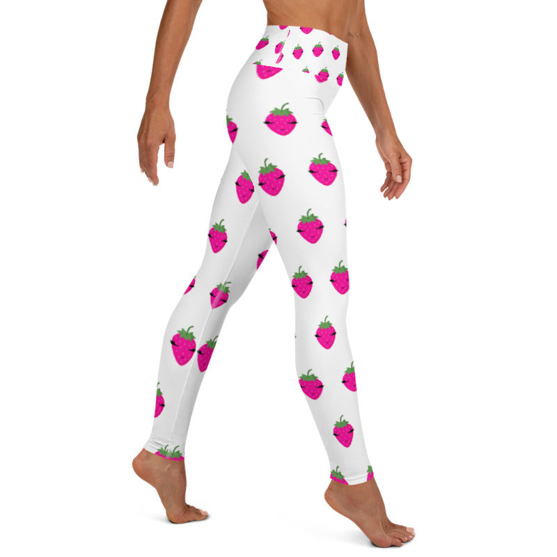 Kawaii Strawberry White leggings, Capris, Shorts