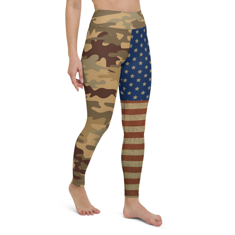 High Waist Patriotic Camo USA Flag Leggings