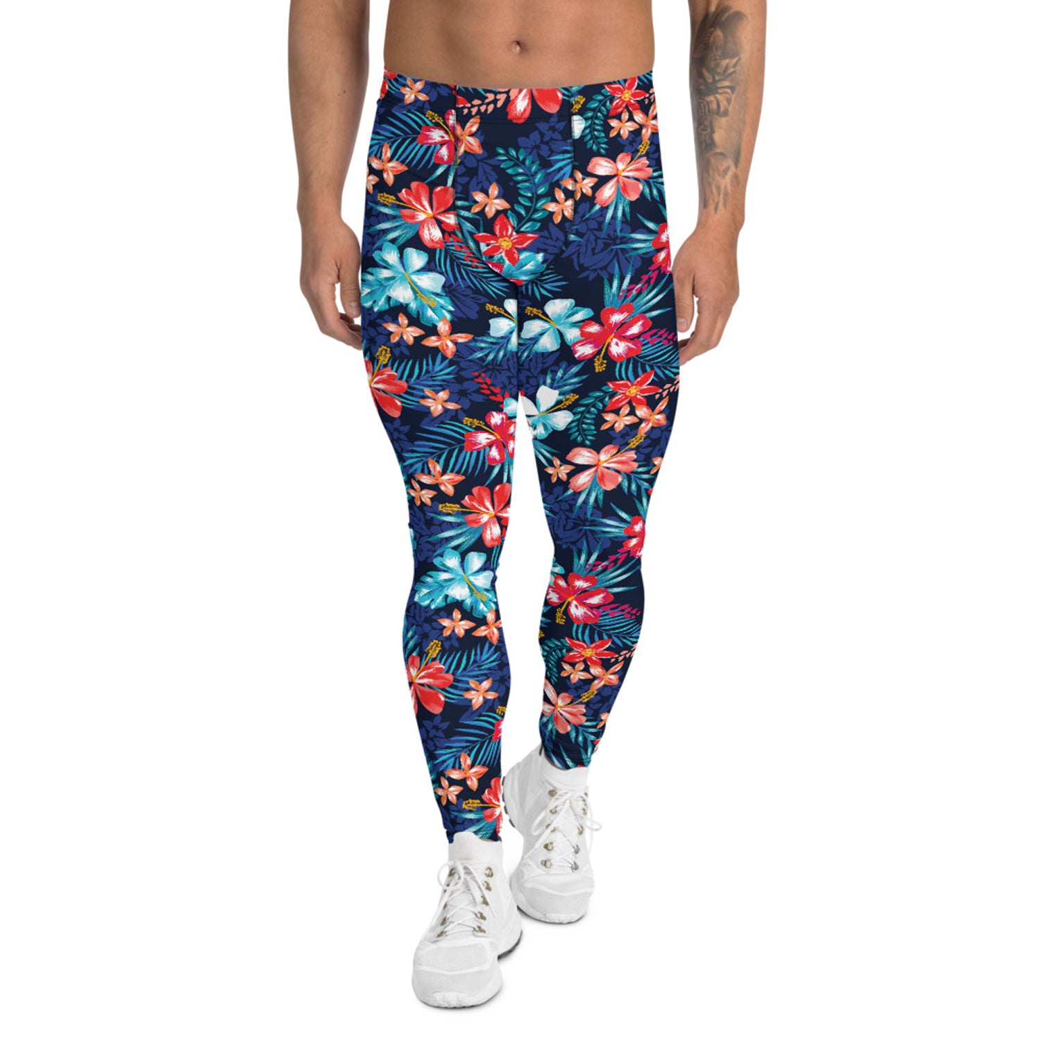 Floral Hibiscus Leggings for Men