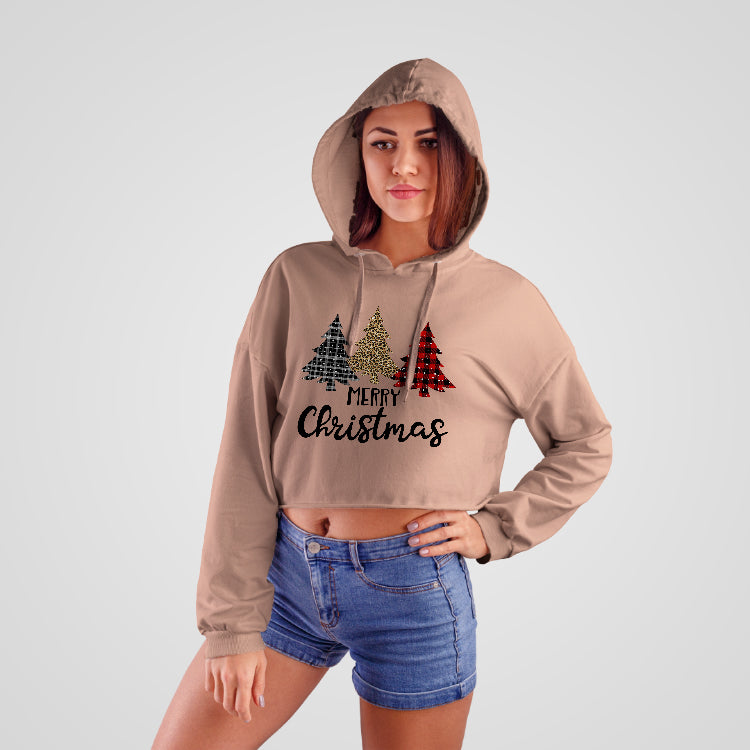 Merry Christmas Cropped Hoodie