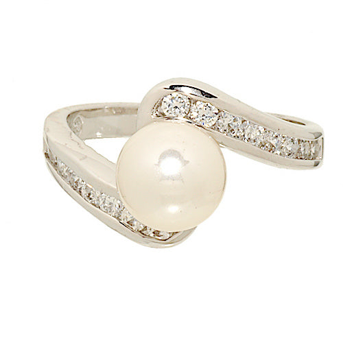 Classic 8mm Faux Pearl Channel Set Ring