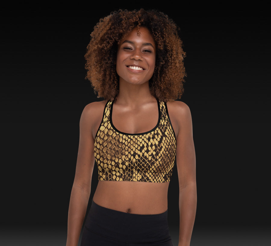 Snake Print Padded Sports Bra