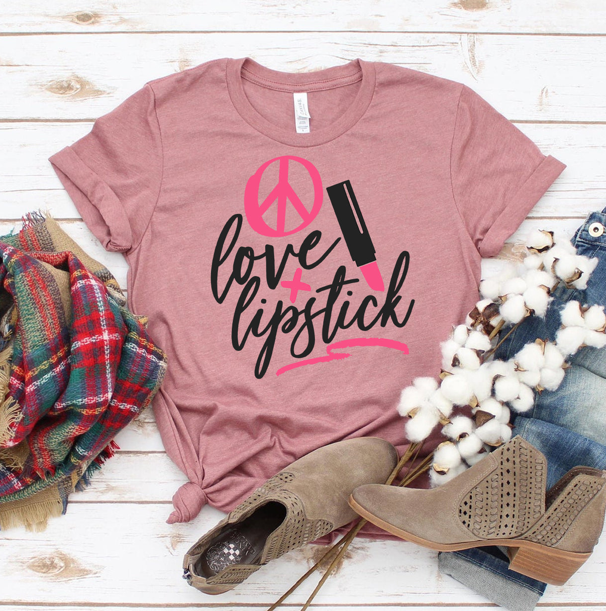 Peace Love Lipstick T-shirt | Agate