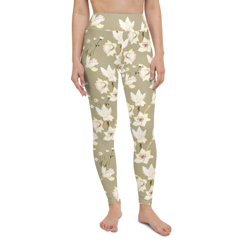 High Waist Floral Daffodil Leggings