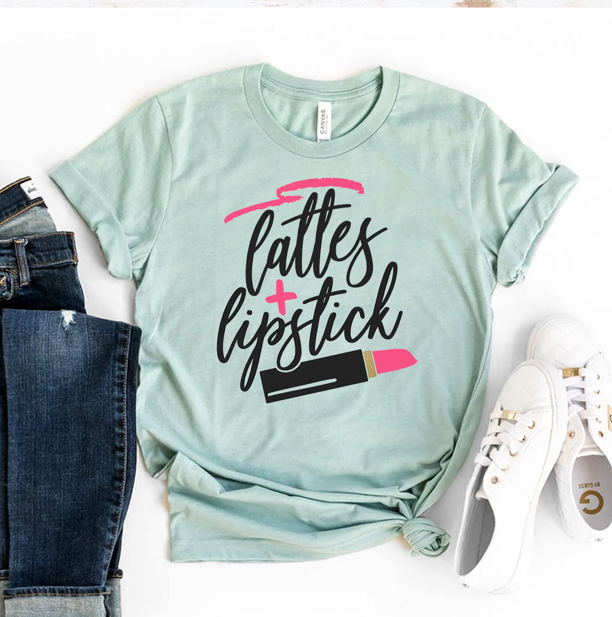 Lattes + Lipstick T-shirt | Agate