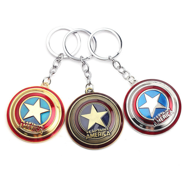 Captain America Shield Metal Key Chain Gold