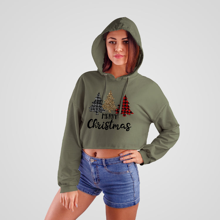 Merry Christmas Cropped Hoodie