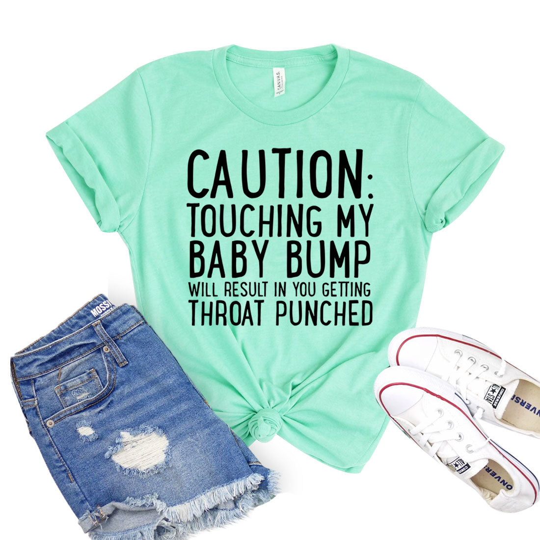 Caution Touching My Baby Bump T-shirt