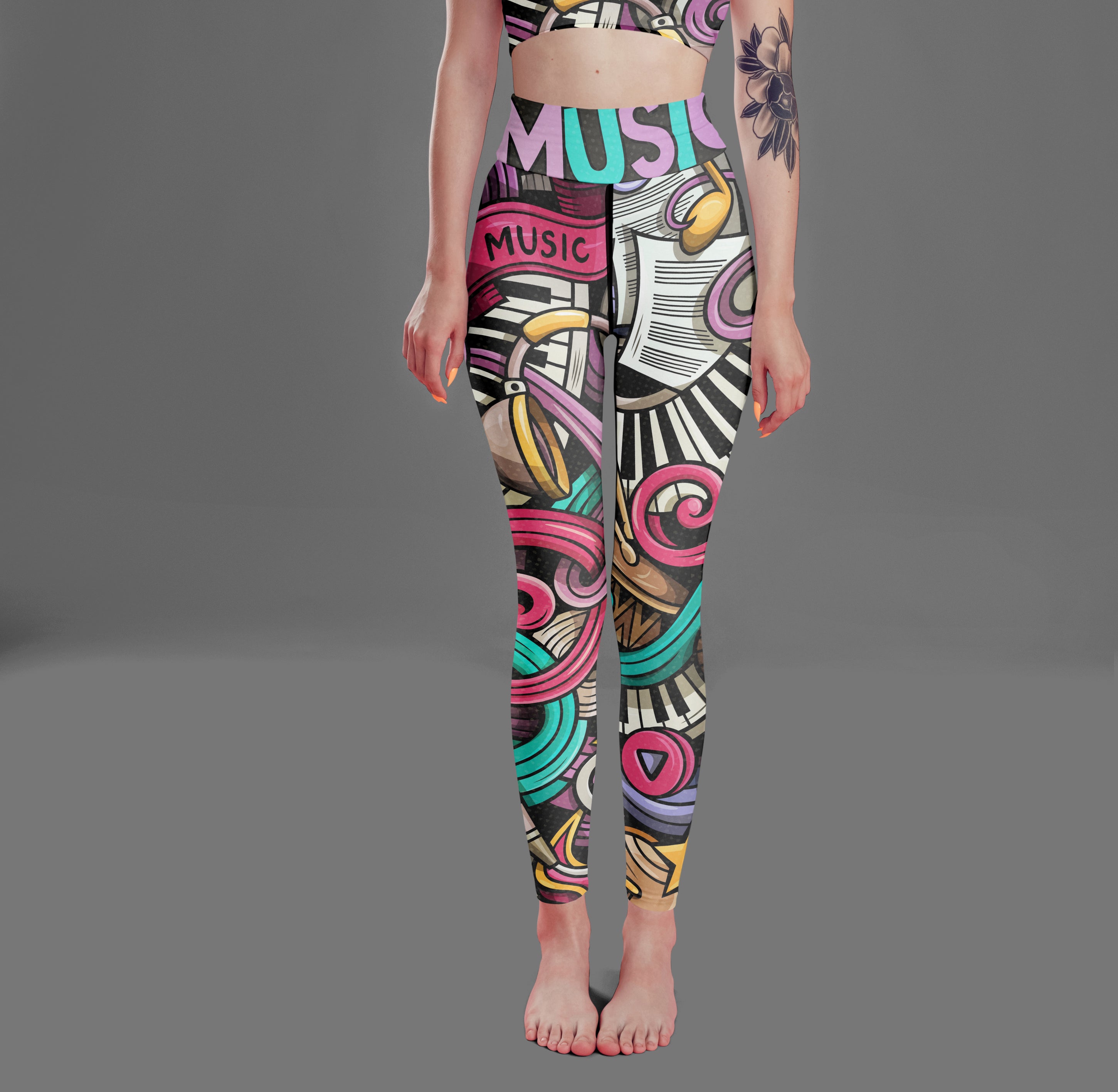 High Waist Music Colorful Yoga Leggings